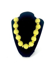 Yellow art statement necklace, wool ball necklace, one of a kind necklace, light - £30.68 GBP