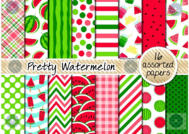 Lush Watermelon Digital Paper Collection - Vibrant &amp; Seamless Summer Pat... - £1.43 GBP