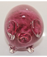 Vintage Hand Blown Art Glass Pink &amp; Clear Glass Pig Paperweight Very Nice - £18.33 GBP