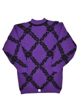 Vintage Justin Allen Sweater Womens S Purple Acrylic Knit Chain Print USA Made - £22.30 GBP