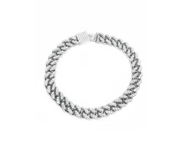 Iced Out Cuban Chain Men Sterling Silver Cuban Bracelet Men For Men - £155.49 GBP+