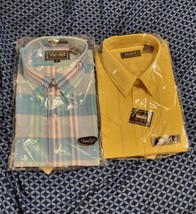 Van Cort lot of 2 vintage button down size large short sleeve shirt - $29.70
