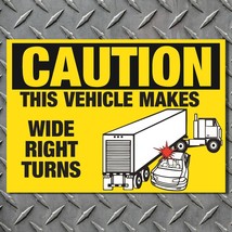 Caution Wide Right Turns Sign Safety Thick 6 mil Vinyl Decal - High Quality - £10.08 GBP