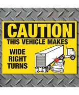 Caution Wide Right Turns Sign Safety Thick 6 mil Vinyl Decal - High Quality - $12.82