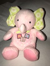Abc Alphabet Carters Pink Green Musical Elephant Baby Plush Animated Toy Blocks - £14.38 GBP