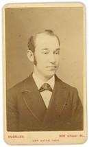 CIRCA 1870&#39;S CDV Handsome Young Man Receding Hairline Suit Ruggles New Haven, CT - £7.57 GBP