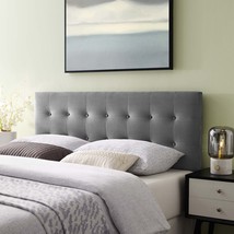 Emily Queen Biscuit Tufted Performance Velvet Headboard Gray MOD-6116-GRY - £101.99 GBP