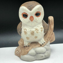 VINTAGE OWL FIGURINE porcelain bird miniature statue sculpture spot breast perch - £13.53 GBP