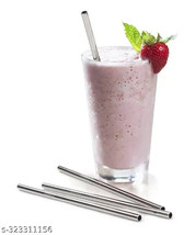 Stainless Steel Straws with Cleaning Brush for Kids &amp; Adults, Bent Reusable - £15.21 GBP