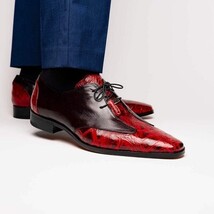 Anzio Genuine Alligator and Classic Calfskin Dress Shoes BlackCherry image 5
