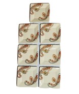 Tabletops Unlimited Set Of 7 Square Salad Plates Misto Multi Paisley 8&quot; - $64.34