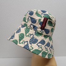 Bungalow 360 Whale Logo All Over Print Sun Bucket Hat Blue Green White - $19.79