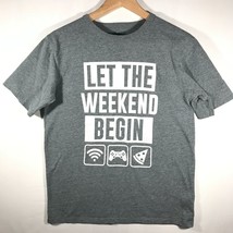 Place Unisex Kid&#39;s XXL Gray Let The Weekend Begin Short Sleeve Shirt - £4.72 GBP