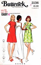 Misses&#39; DRESSES Vintage 1970&#39;s Butterick Pattern 3136 Size 18 - $11.88