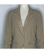Studio JPR Blazer Womens M Lace Collar Ruched Sleeves Tan One Button Poc... - £18.22 GBP