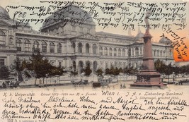 Wien Vienna Austria~K K UNIVERSITAT-LIEBENBERG DENKMAL~1906 Tinte Photo Postcard - £4.38 GBP
