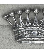 Sterling Silver Crown Brooch, Vintage Costume Jewelry Rare Find, Marked - $47.50