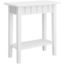 2-Tier Narrow Wood End Table with Storage Shelf for Small Spaces-White -... - £62.38 GBP