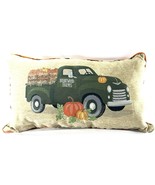 Brentwood Farms Harvest Pumpkins Green Truck Decorative Pillow 12x22” - $29.95