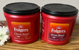 Lot of 2 Empty Folgers Plastic Coffee Cans 25.9 oz Storage Containers w/... - $161.88 MXN