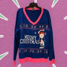Dec 25th Sweater Meowy Christmas Multi-Color V-Neck  cat plus Size XXL - £24.78 GBP
