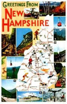 Map With Key Showing Points Of Interest New Hampshire Postcard - £5.40 GBP