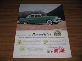 1954 Print Ad The &#39;54 Dodge Royal V-8 Four-Door Berkshire Green &amp; Sunsand - $13.66