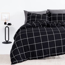 SLEEP ZONE Bedding Duvet Cover Set Printed Geometric Plaid Pattern 120gsm Microf - £36.45 GBP