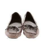 Etienne Aigner Cream Metallic Bow Woven Driving Loafers Flats Gold Sz 9 - $33.72