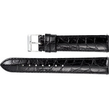 Men's 18 mm Regular Black Leather Crocodile Grain Padded Strap - $45.03