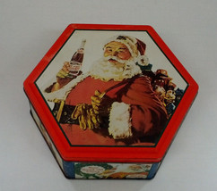 1999 Pepsi cola Christmas santa collectible metal  tin container cookie  sewing - £15.44 GBP