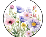 30 PRETTY WILDFLOWERS ENVELOPE SEALS STICKERS LABELS TAGS 1.5&quot; ROUND FLO... - $7.99