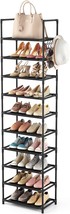 Lanteful 10 Tiers Tall Shoe Rack 20-25 Pairs Boots Organizer Storage, Black - £27.17 GBP