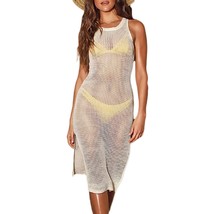 Sexy See Through Swimsuit Cover Ups For Women Hollow Out Crochet Long Side Split - £46.20 GBP