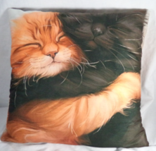 Cute Sleeping Cats Throw Pillow Black Orange Kitty Decorative Cushion 16.5" - $14.80