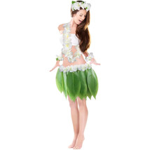 5 Pieces Hawaiian Grass Hula Skirt Costume Set Necklace Garland Bracelet - £10.93 GBP