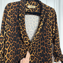 Hybrid &amp; Co Leopard Print Cropped Open Front Blazer Shoulder Pads Size M... - $30.36 CAD