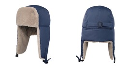 Dark Blue Russian Ushanka Aviator Hat for Men Women Snow Hat with Ear Flaps - £31.41 GBP