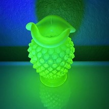 Vtg Small Opalescent Yellow Hobnail Uranium Glass Vase 4” Tall - £61.85 GBP