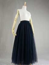 NAVY Polka Dot Long Tulle Skirt Women Custom Plus Size Fluffy Tulle Skirt image 2
