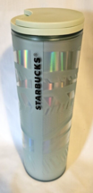 Starbucks Tumbler Iridescent Pale Green 16 Oz Hot Cold Cup Slide Lid 2021 NEW - £19.53 GBP