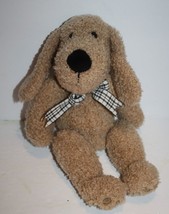 Chosun Puppy Dog 13&quot; Beige Curly Plush Black Plaid Bow Bean Bag Tummy So... - £41.60 GBP