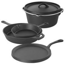 5-Piece Cast Iron Cookware Set with Dutch Oven Griddle and 2 Skillets - $146.99