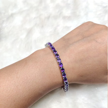 Natural African Amethyst Bracelet, 925 Sterling Silver Bracelet, Amethyst Tennis - £102.64 GBP