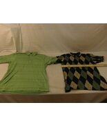 Mens Greg Norman Green Tan Argyle 3 Button Polo &amp; Greg Norman Green Stri... - $351.81 MXN