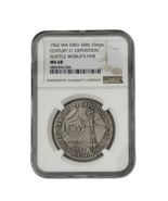 1962 Century 21 Expo Official Space Age US Mint Silver Medal NGC MS 68 - $225.23 CAD