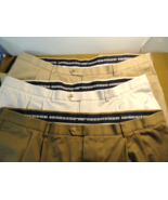 3 QTY ROUNDTREE &amp; YORKE TRAVEL SMART MENS BROWN TAN CREME PANTS CLASSIC ... - $58.49