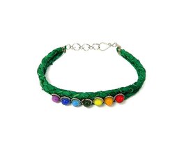 Mia Jewel Shop Rainbow Chakra Seed Beaded Braided Dyed Leather Bracelet - Womens - £6.95 GBP