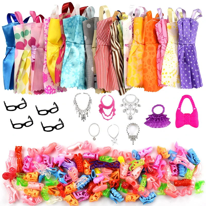 32 Item/Set Doll Accessories=10 Pcs Doll Clothes Dress+4 Glasses+6 Plastic - $12.18