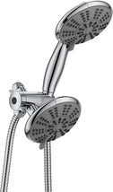 5-Inch Anti-Clog High Pressure 3-Way Large Dual Shower Head With Handheld Spray - £61.02 GBP